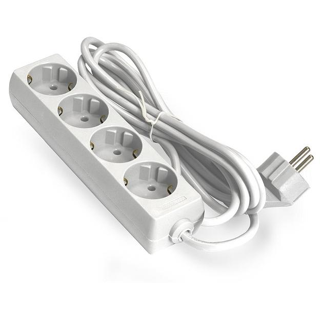 Exegate EX285818RUS Удлинитель ExeGate ECE-4-5W (4 евророзетки с заземлением, 5м, белый) фото 1