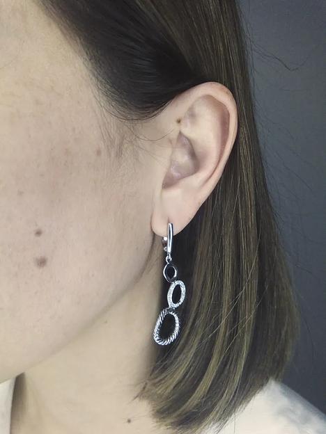 Silver Moon Серьги серебро 925 родированные с фианитами фото 1