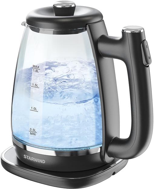Чайник электрический Starwind SKG4041 1.8л. 1800Вт черный корпус: стекло фото 2