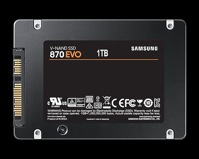 SSD Samsung 870 EVO 1Тб, 2.5", SATA3, Retail, MLC, Чтение:560мб/с, Запись:530мб/с (MZ-77E1T0BW) фото 2