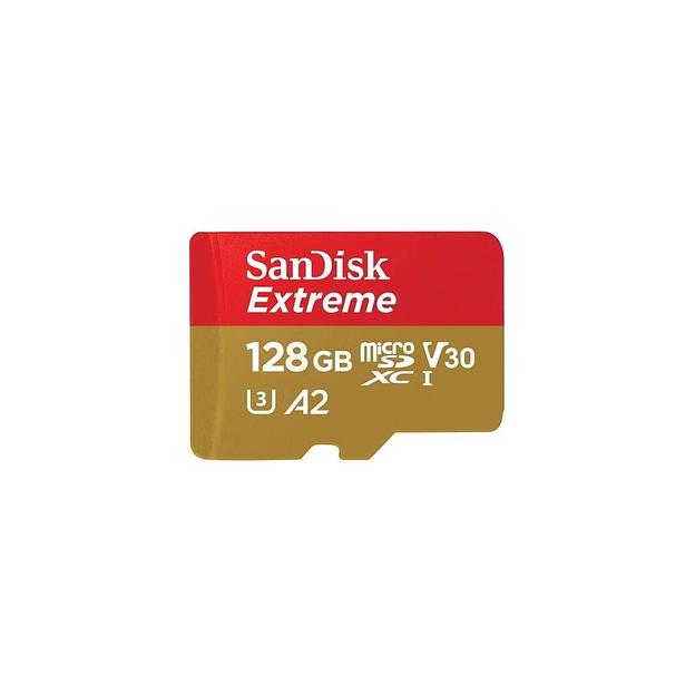 Карта памяти microSDXC UHS-I Sandisk Extreme 128 ГБ, 190 МБ/с, Class 10, SDSQXAA-128G-GN6MN, 1 шт., без адаптера фото 1