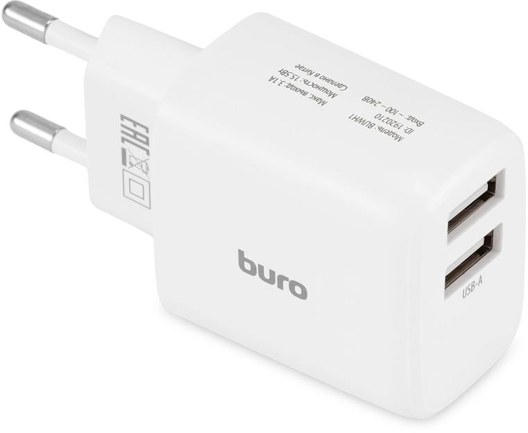 Сетевое зар./устр. Buro BUWH1 15.5W 3.1A+1A 2xUSB универсальное белый (BUWH15S200WH) фото 1
