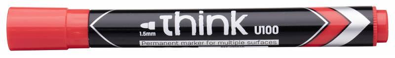 Маркер перманентный Deli EU10040 Think круглый пиш. наконечник 1.5мм красный фото 1