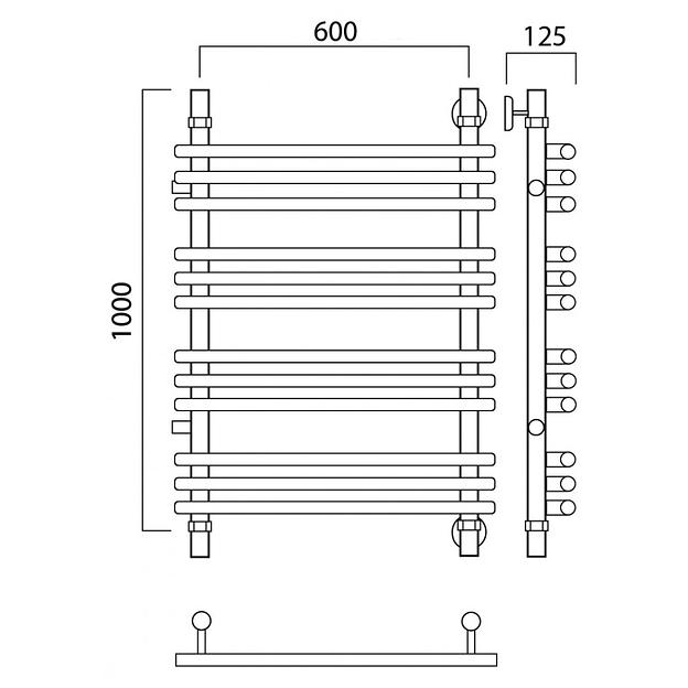 Полотенцесушитель водяной Роснерж Нео 1 L106011 100x60 с боковым подключением 800 групповой фото 2