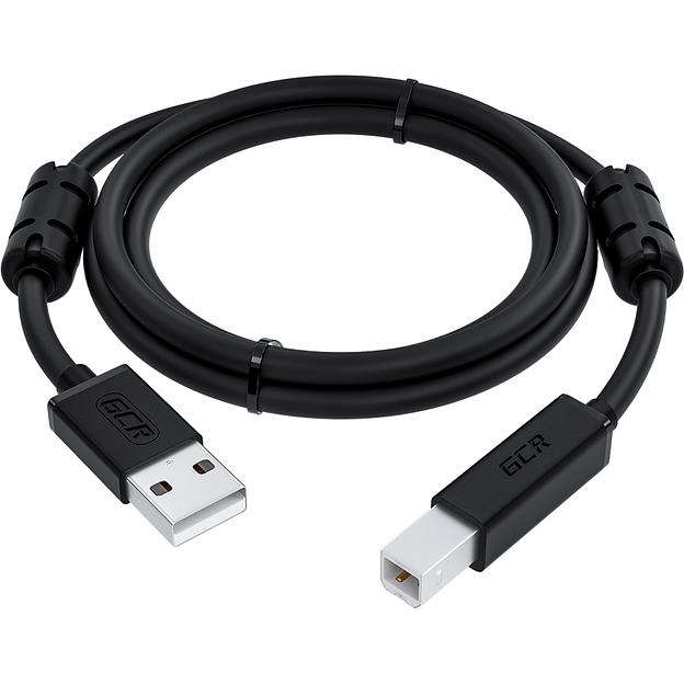 GCR Кабель PROF 2.0m USB 2.0, AM/BM, черный, ферритовые кольца, 28/24 AWG, экран, армированный, морозостойкий, GCR-52423 Кабель Greenconnect 2 м (GCR-52423) фото 2