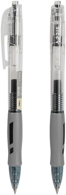 Набор ручек гелев. автоматическая Deli Arris (EG09-BK-P) прозрачный/серый d=0.5мм черн. черн. кор.карт. (12шт) резин. манжета фото 3