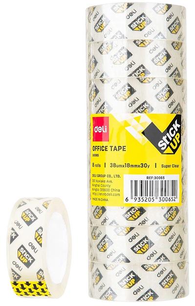 Клейкая лента канцелярская Deli E30065 прозрачная шир.18мм дл.30м 38мкр (упак.:8шт) фото 1