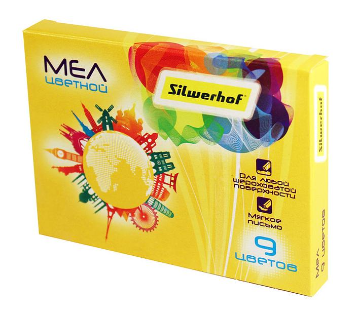 Мел цветной Silwerhof 882086-09 Солнечная коллекция 9цв. картон.коробка фото 1