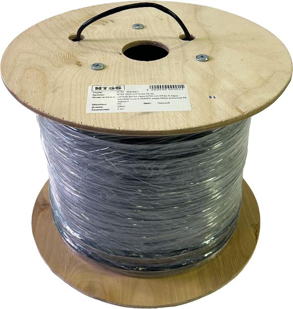 Кабель информационный NTSS NTSS-OUT-UTP4-5Е-PE-BL кат.5E U/UTP 4X2X24AWG PE внешний 305м черный фото 3