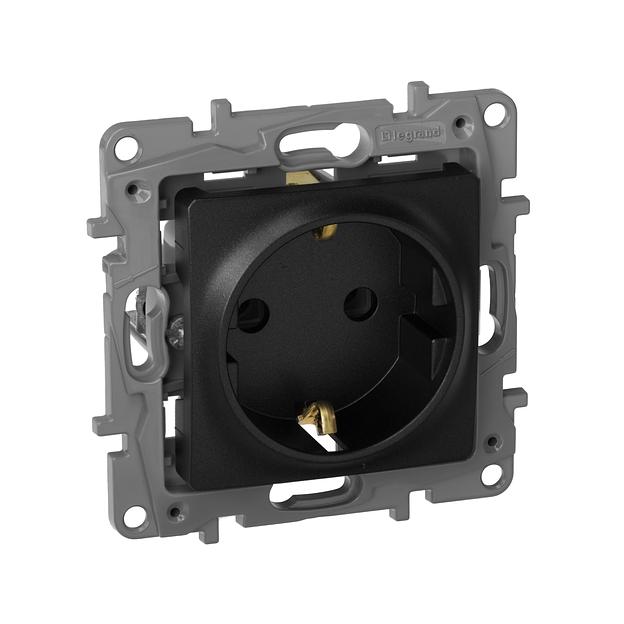 Розетка 2К+З, немецкий стандарт, винтовые зажимы, 16А, 250В~, Etika, антрацит Legrand 672621 фото 3