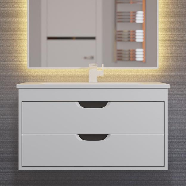 Тумба под раковину для ванной Uperwood Modul 80 см, подвесная, матовая, белая/графит фото 1