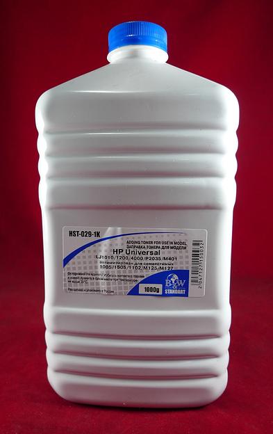 Тонер для картриджей Universal Q2612A/X оптимизирован для совместимых CB435A/CE285A (фл. 1кг) B&W Standart фас.Россия фото 1