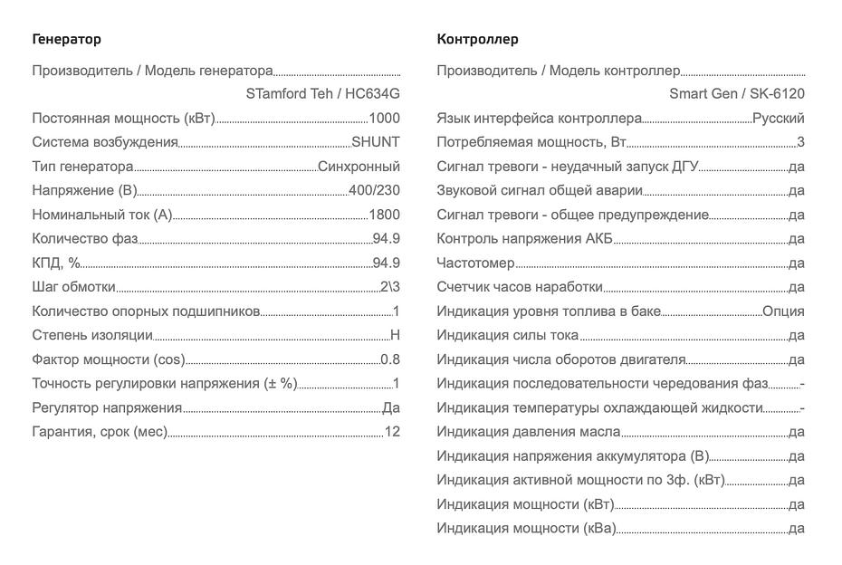 Дизельный генератор MGE MGEP1000BN открытого типа ОПТ фото 8