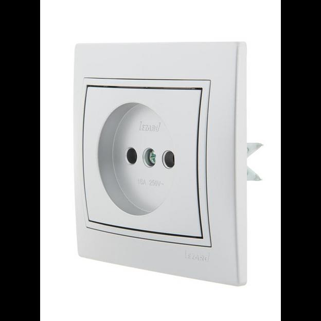 Розетка 1-м СП Mira 16А IP20 без заземл. со вставкой керамика сер. метал. LEZARD 701-1010-121 фото 2