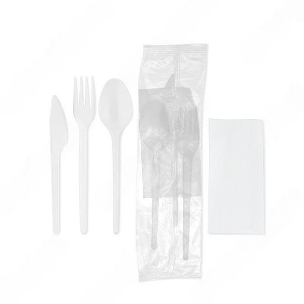 Комплект одноразовых приборов №4 эконом белый, 319 фото 1