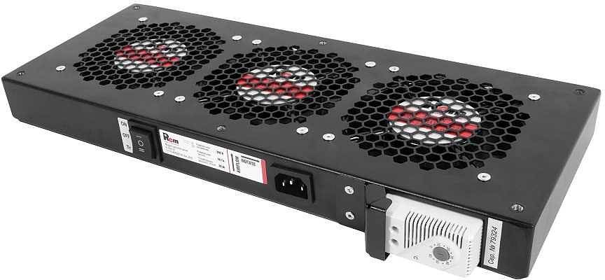 Модуль вентиляторный Rem (R-FAN-3T-9005) 3 вент. с термостатом черный (упак.:1шт) фото 1