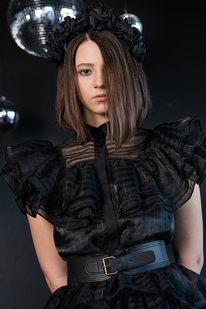 Чёрное нарядное платье «Уэнсдей» ОПТ фото 5