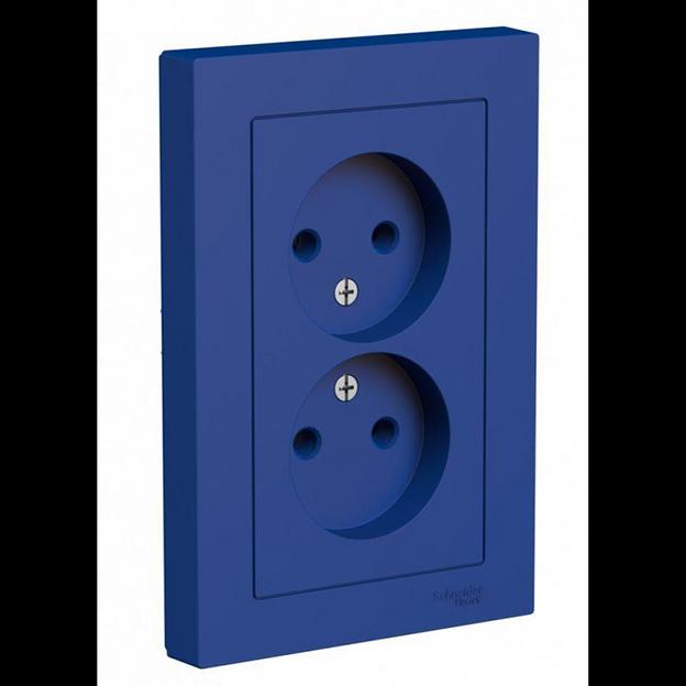 Розетка 2-м AtlasDesign 16А без заземл в сборе аквамарин SE ATN001120 фото 1