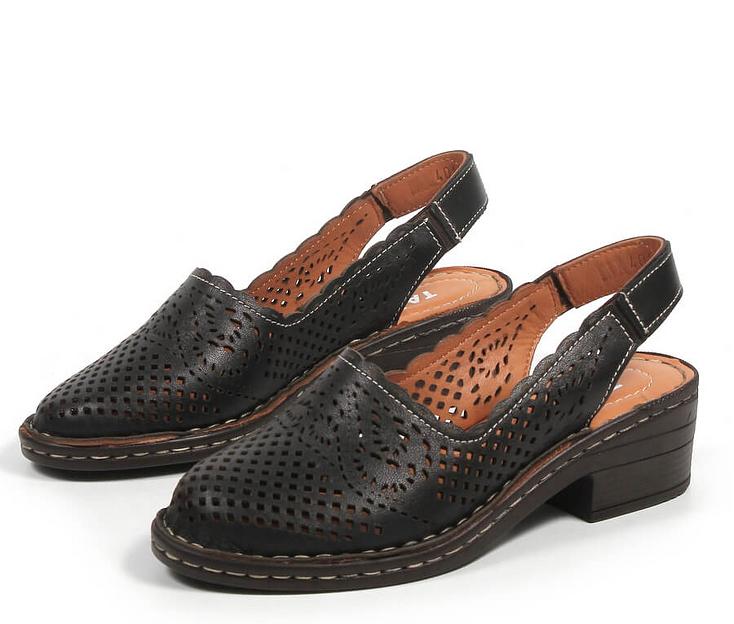 Босоножки женские из натуральной кожи на каблуке, арт.2023-23 чёрный ОПТ фото 5