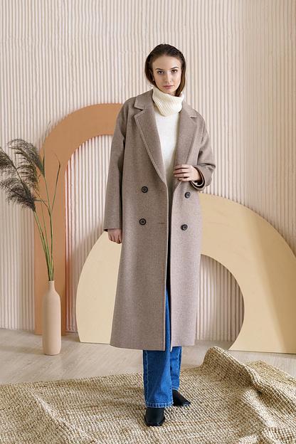 Женское демисезонное пальто деловое Mmoda светло-бежевый меланж, арт.22М14 фото 1