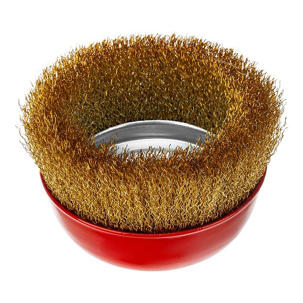 Щетка MATRIX для УШМ, 125 мм, М14, "чашка", латунированная витая проволока// 74606 фото 2