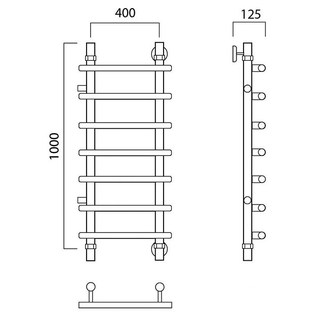Полотенцесушитель водяной Роснерж Нео 1 L106001 100x40 с боковым подключением 500 фото 2