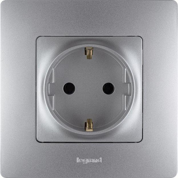 Розетка 2К+З, немецкий стандарт, винтовые зажимы, 16А, 250В~, Etika, алюминий Legrand 672421 фото 4