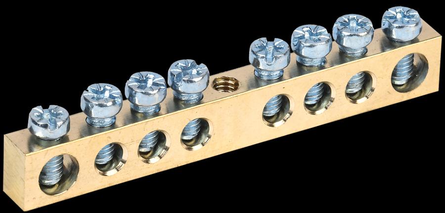 Шина нулевая с заземлением 6х9мм 8/1 крепление по центру фото 1