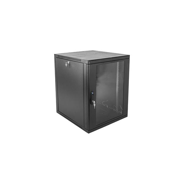 Шкаф коммутационный ЦМО ШРН-15.650-9005 настенный, стеклянная передняя дверь, 15U, 600x746x658 мм фото 1