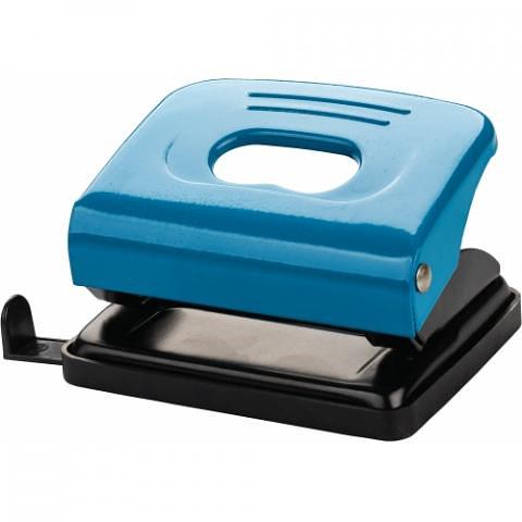Дырокол до 20 л., с линейкой, стальной, синий, черный, Centrum METALLIC фото 1