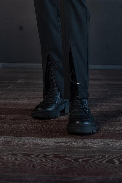 Классические чёрные брюки с разрезами для девочки ОПТ фото 4