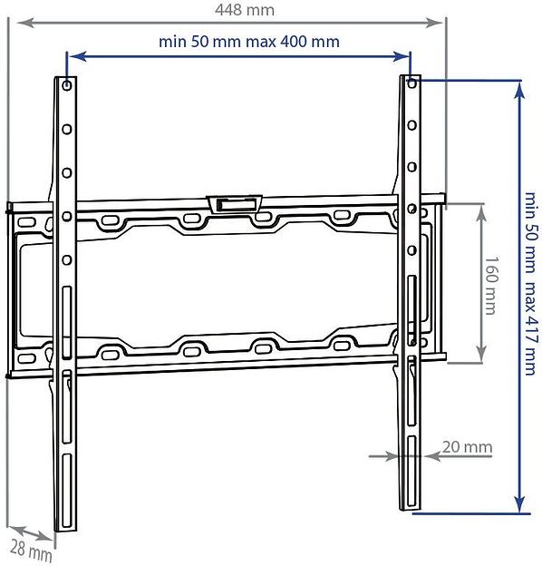 Кронштейн для телевизора Kromax ELEMENT-3 черный 22"-65" макс.50кг настенный фиксированный фото 4