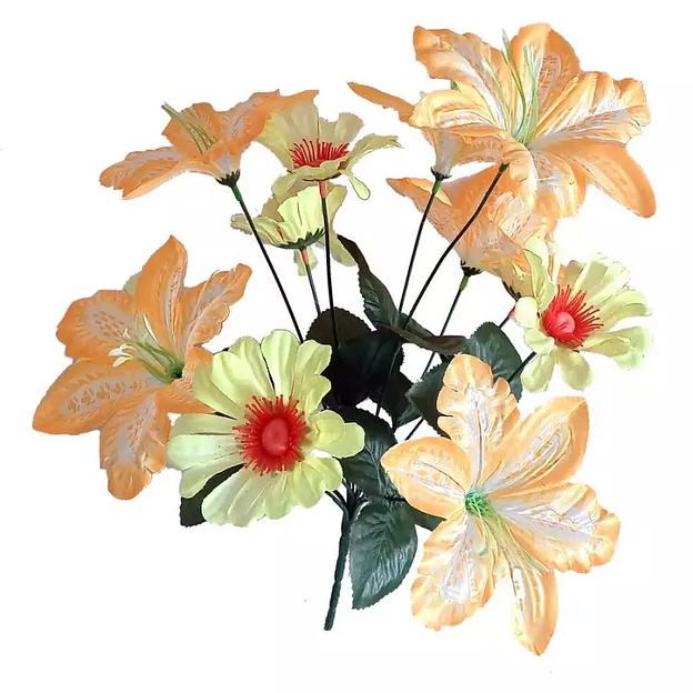 Цветочная композиция герберы с лилиями 12 голов (6+6) 38см 094-535+576 фото 1