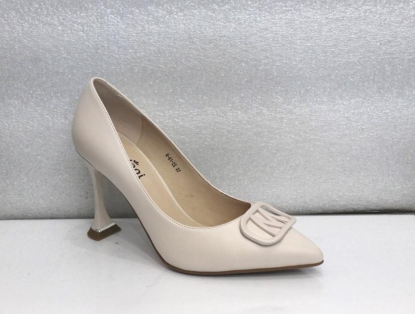 Туфли женские, пудровые, натуральная кожа, каблук 9.5 см фото 1