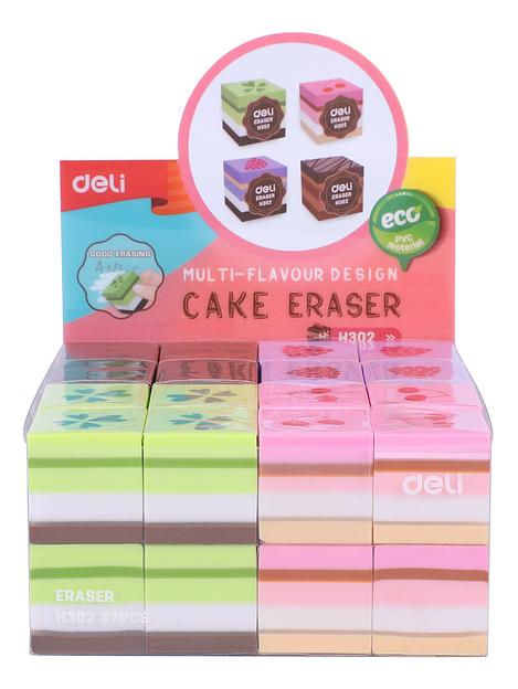 Ластик Deli EH302 прямоугольный 35x35x35мм ассорти индивидуальная картонная упаковка фото 3