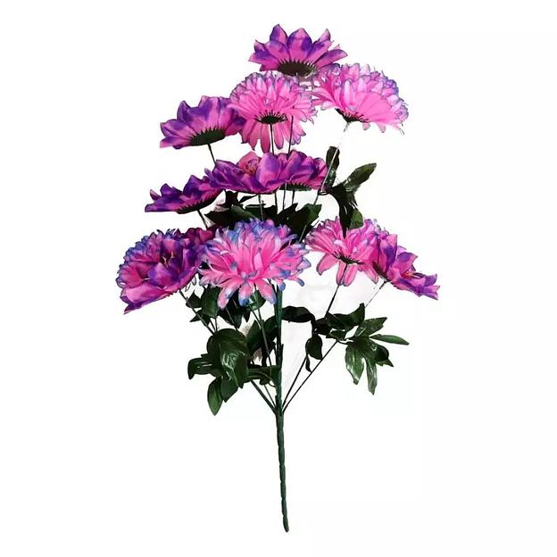 Букет георгинов с хризантемами 13 голов (2 вида 8+5) 82см 006-637+684 фото 4