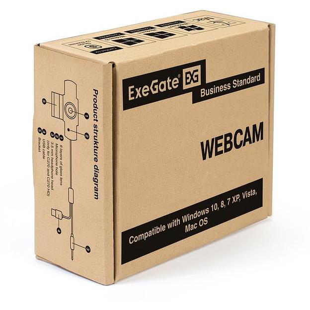 Exegate EX286182RUS Веб-камера ExeGate GoldenEye C920 Full HD {матрица 1/3" 2 Мп, 1920х1080, 1080P, USB, микрофон с шумоподавлением, фокус, универсальное крепление, кабель 1,5 м, Win Vista/7/8/10} фото 3