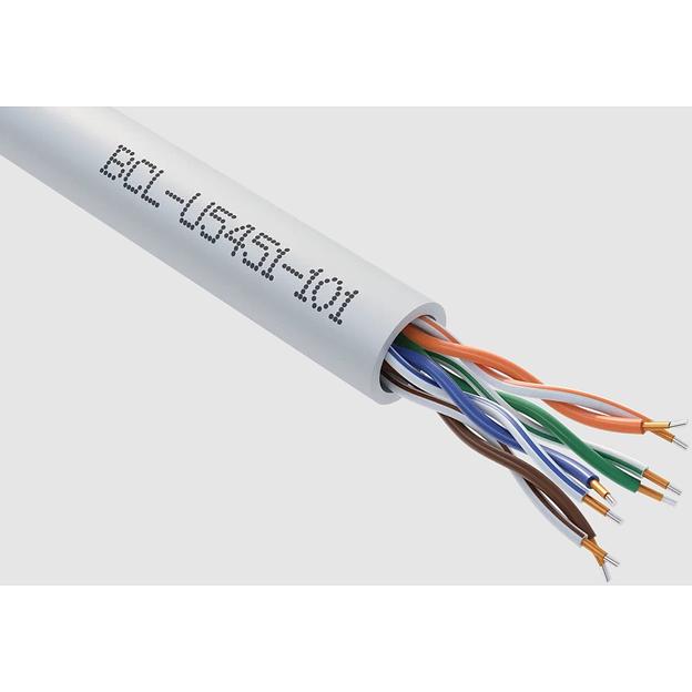 Кабель витая пара Bion BCL-U5451-101 U/UTP, кат.5e, 4x2x0,51мм AWG 24, CCA, одножильный, PVC, для внутренней прокладки, 305м, серый фото 1