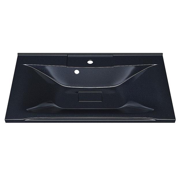 Раковина для ванной полувстраиваемая Uperwood Elen, 75 см, с декоративной крышкой, черный металл  фото 3