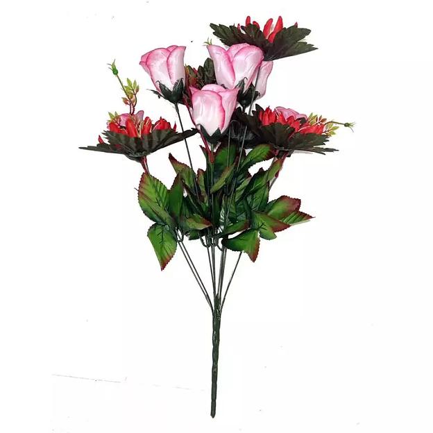 Букет астры с розами 11 голов (2 вида 5+6) 56см 202-693+628 фото 2