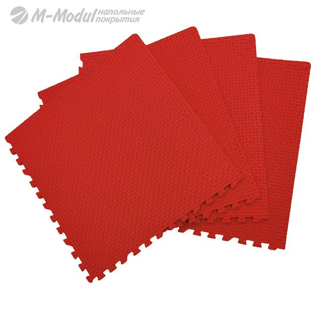 Мягкий пол универсальный 60x60 см, толщина 1,1 см, тиснение плетенка, Цвет Красный, Толщина модуля 11 мм. фото 1