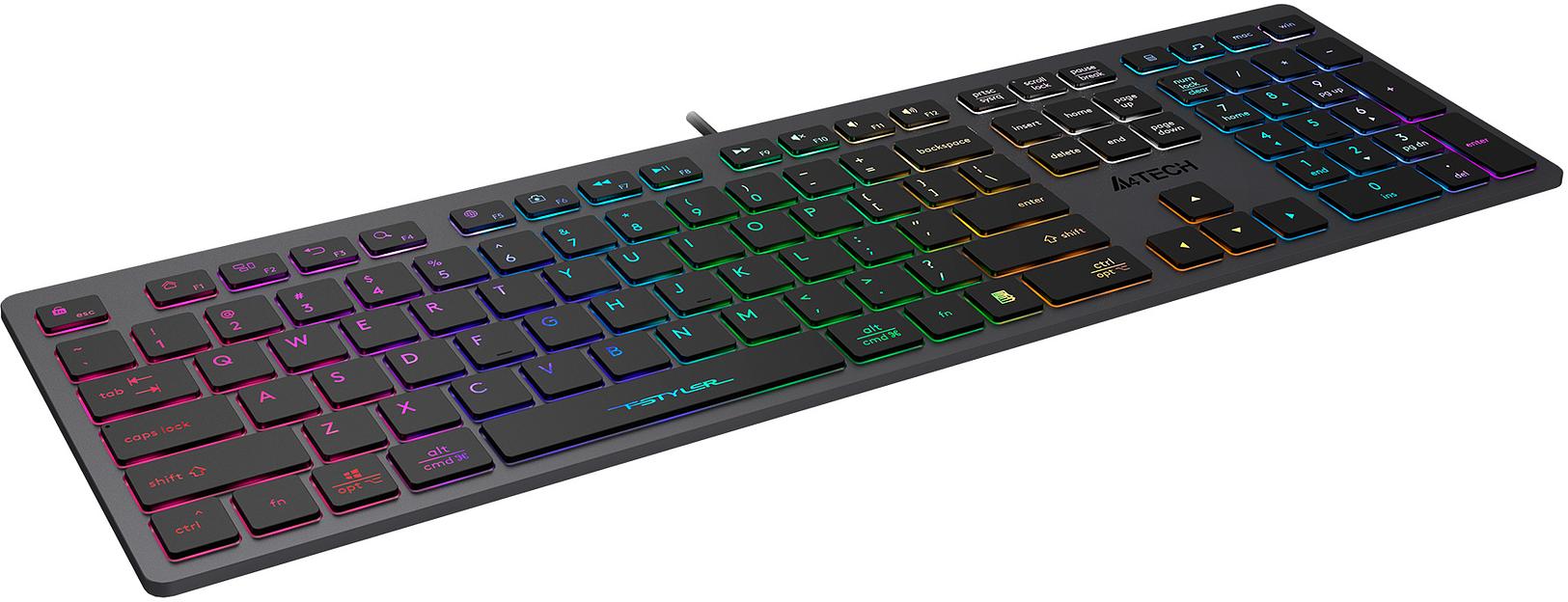 Клавиатура A4Tech Fstyler FX60H серый USB slim Multimedia LED фото 6
