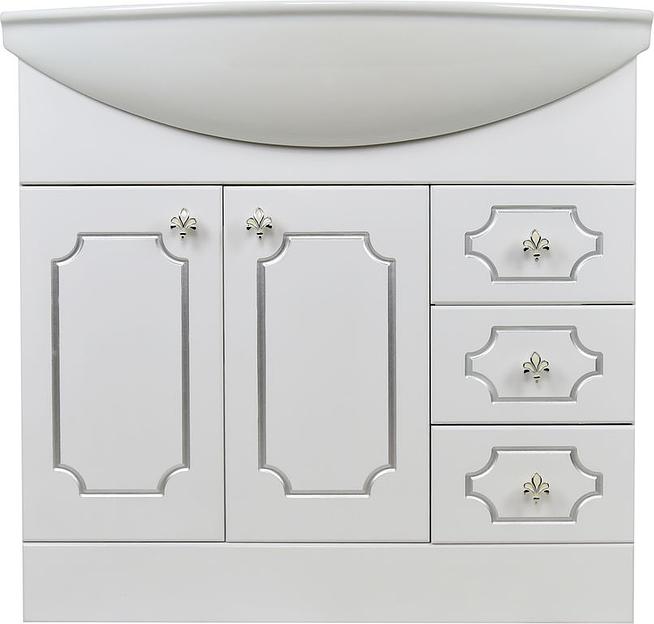 Тумба Соренто 85 DORATIZ 9912.333, белая, патина серебро фото 6