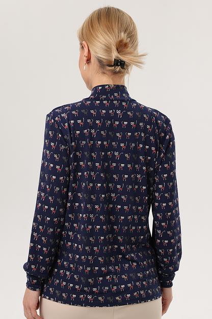 Блузка женская  1993-94/59/Темно-синий, бежевый  фото 4