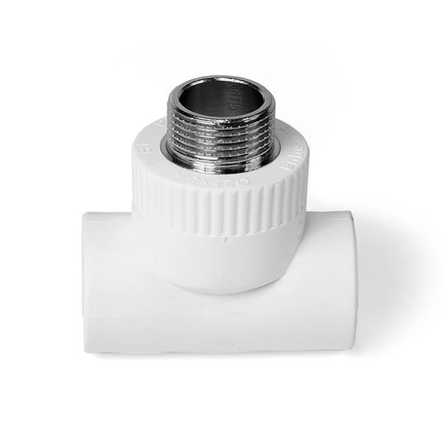 Тройник комбинированный 20x1/2' НР полипропиленовый PPR белый фото 3