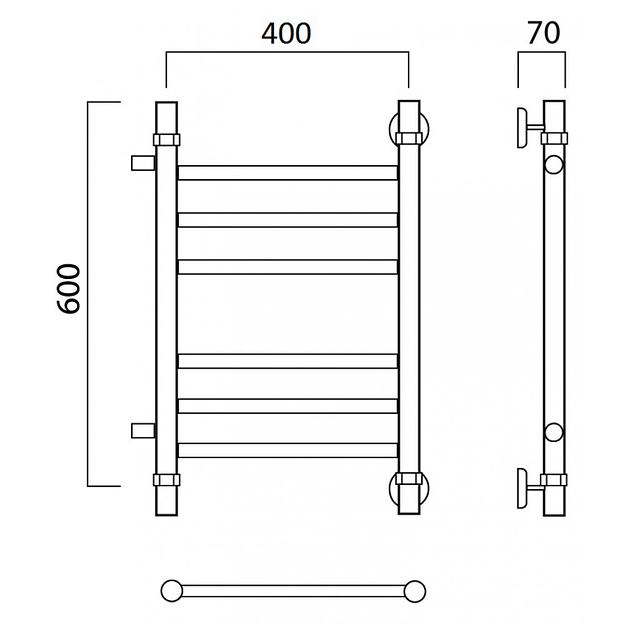 Полотенцесушитель водяной Роснерж Прямая L107011 60x40 с боковым подключением 400 групповой фото 2
