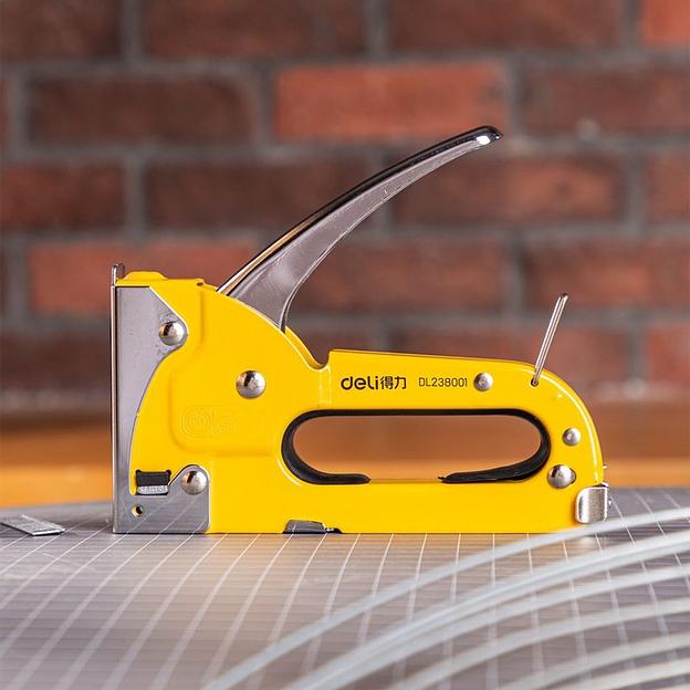 Степлеры, пистолеты, заклепочники Deli Мебельный степлер Deli DL238001 Для скоб 4-8мм D-типа. Полностью стальная конструкция фото 9