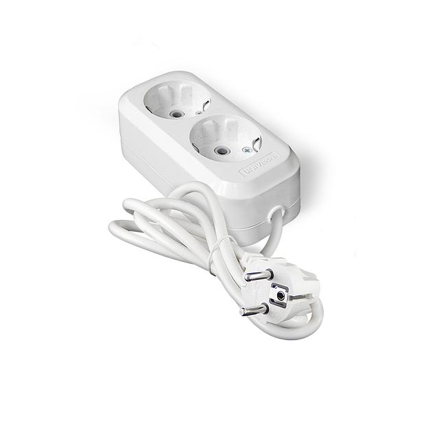 Удлинитель Е-302А ПВС 3*1,5,2 гнезда, с заземлением, 3м (еврослот) фото 1