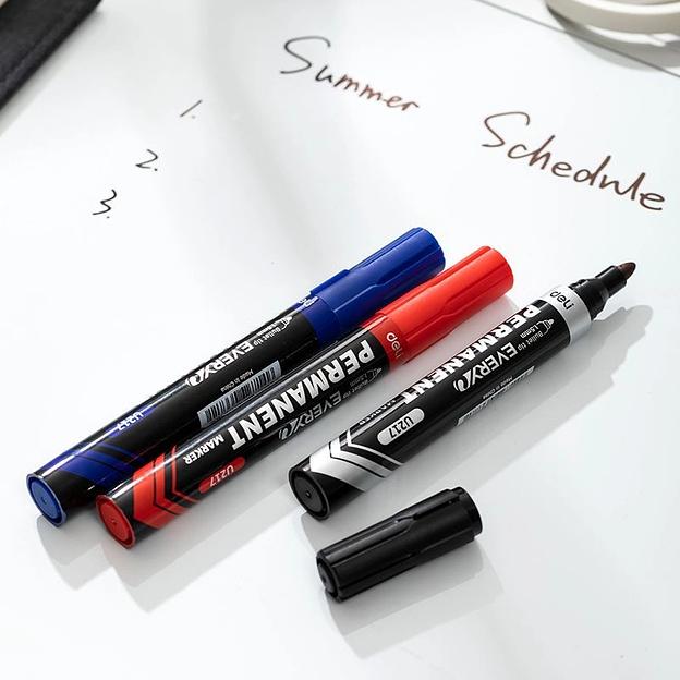 Маркер перманентный Deli EU217-BL Everyu круг. пулевидный пиш. наконечник 1.5мм заправляемый синий фото 2