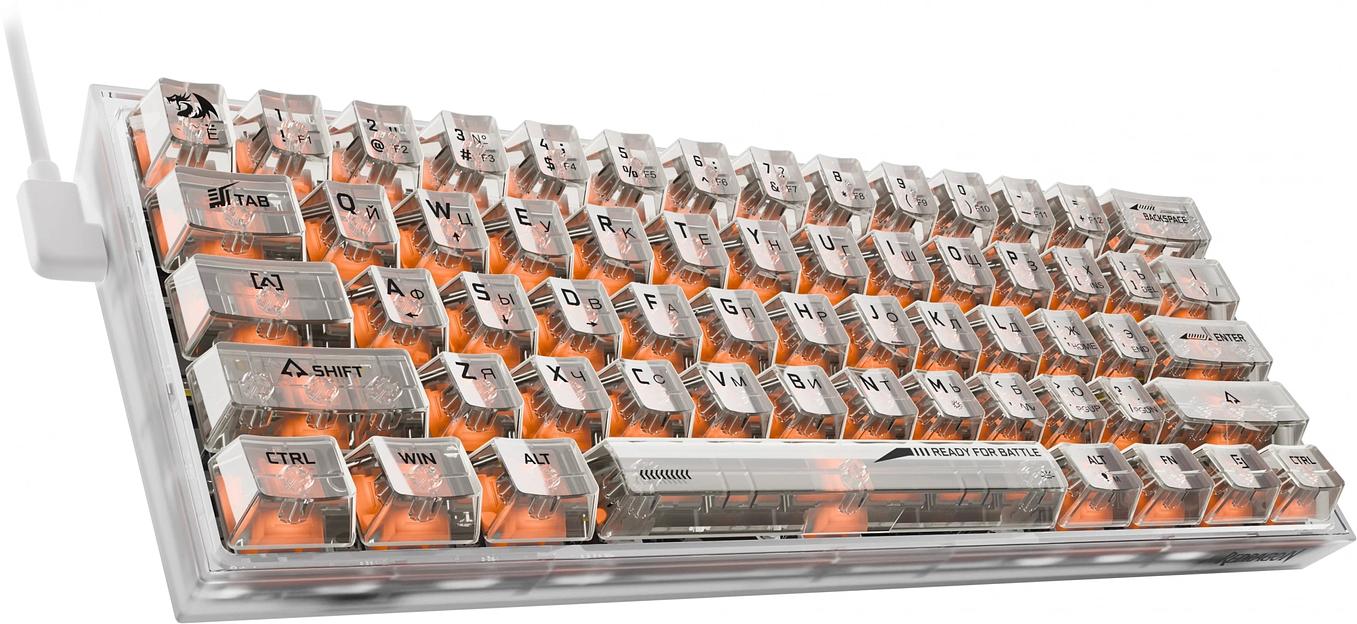 Игровая клавиатура Redragon Fizz прозрачно-белая 71736 (USB,+ICE, 61 кл., RGB подсветка) фото 5